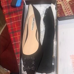 Karl Lagerfeld Black Sparkly Flats